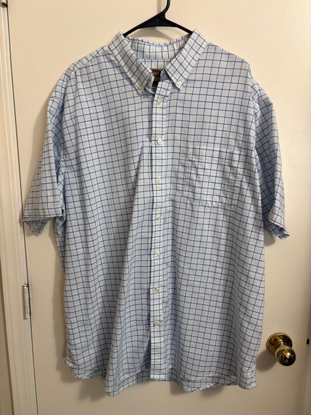 The Foundry Supply Co. Light Blue Windowpane Short-Sleeve Button-Down Shirt